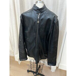 VTG IRON HIDES Heavyweight Leather Motorcycle Biker Jacket Sz 46 Black USA Made